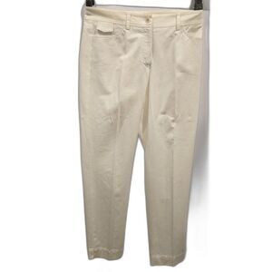 Gunex Off White Side Zip Closure Slim Leg Ankle Dress Pants Polyester SZ 6